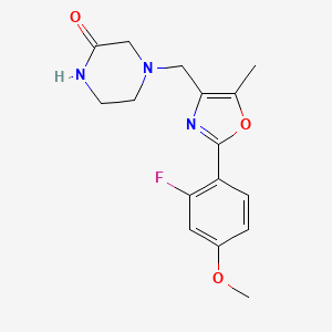 4-{[2-(2-fluoro-4-methoxyphenyl)-5-methyl-1,3-oxazol-4-yl]methyl}piperazin-2-one