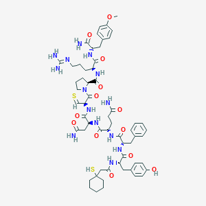 molecular formula C59H80N14O13S2 B053988 Argipressin, beta mercapto-beta,beta-cyclopentamethylenepropionic acid(1)-O-methyl-tyr(2)-tyrnh2(9)- CAS No. 114872-15-0