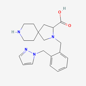 molecular formula C20H26N4O2 B5398834 2-[2-(1H-pyrazol-1-ylmethyl)benzyl]-2,8-diazaspiro[4.5]decane-3-carboxylic acid 