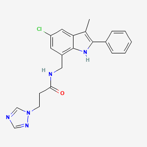 molecular formula C21H20ClN5O B5398864 N-[(5-chloro-3-methyl-2-phenyl-1H-indol-7-yl)methyl]-3-(1H-1,2,4-triazol-1-yl)propanamide 