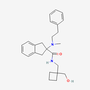 molecular formula C25H32N2O2 B5398918 N-{[1-(hydroxymethyl)cyclobutyl]methyl}-2-[methyl(2-phenylethyl)amino]-2-indanecarboxamide 