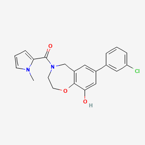 molecular formula C21H19ClN2O3 B5398988 7-(3-chlorophenyl)-4-[(1-methyl-1H-pyrrol-2-yl)carbonyl]-2,3,4,5-tetrahydro-1,4-benzoxazepin-9-ol 