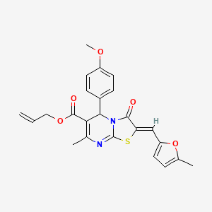 molecular formula C24H22N2O5S B5399131 allyl 5-(4-methoxyphenyl)-7-methyl-2-[(5-methyl-2-furyl)methylene]-3-oxo-2,3-dihydro-5H-[1,3]thiazolo[3,2-a]pyrimidine-6-carboxylate 