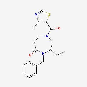 molecular formula C19H23N3O2S B5399150 4-benzyl-3-ethyl-1-[(4-methyl-1,3-thiazol-5-yl)carbonyl]-1,4-diazepan-5-one 