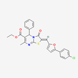 molecular formula C27H21ClN2O4S B5399179 ethyl 2-{[5-(4-chlorophenyl)-2-furyl]methylene}-7-methyl-3-oxo-5-phenyl-2,3-dihydro-5H-[1,3]thiazolo[3,2-a]pyrimidine-6-carboxylate 