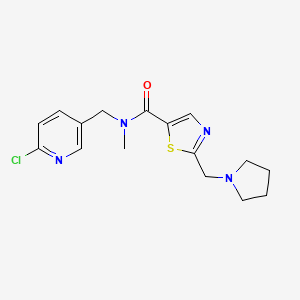 molecular formula C16H19ClN4OS B5399197 N-[(6-chloropyridin-3-yl)methyl]-N-methyl-2-(pyrrolidin-1-ylmethyl)-1,3-thiazole-5-carboxamide 
