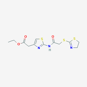 ethyl (2-{[(4,5-dihydro-1,3-thiazol-2-ylthio)acetyl]amino}-1,3-thiazol-4-yl)acetate