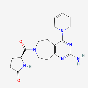 molecular formula C18H24N6O2 B5399408 (5S)-5-{[2-amino-4-(3,6-dihydropyridin-1(2H)-yl)-5,6,8,9-tetrahydro-7H-pyrimido[4,5-d]azepin-7-yl]carbonyl}pyrrolidin-2-one 