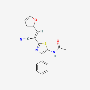 molecular formula C20H17N3O2S B5399414 N-[2-[1-cyano-2-(5-methyl-2-furyl)vinyl]-4-(4-methylphenyl)-1,3-thiazol-5-yl]acetamide 