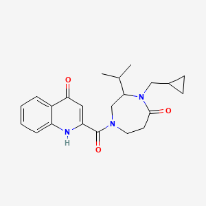 molecular formula C22H27N3O3 B5399520 2-{[4-(cyclopropylmethyl)-3-isopropyl-5-oxo-1,4-diazepan-1-yl]carbonyl}quinolin-4(1H)-one 