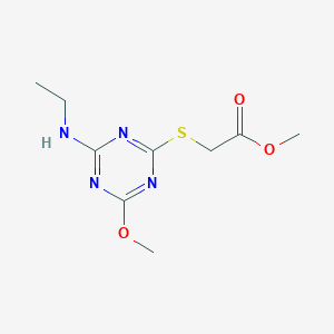 molecular formula C9H14N4O3S B5399536 methyl {[4-(ethylamino)-6-methoxy-1,3,5-triazin-2-yl]thio}acetate 