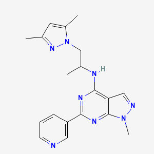 molecular formula C19H22N8 B5399606 N-[2-(3,5-dimethyl-1H-pyrazol-1-yl)-1-methylethyl]-1-methyl-6-(3-pyridinyl)-1H-pyrazolo[3,4-d]pyrimidin-4-amine 