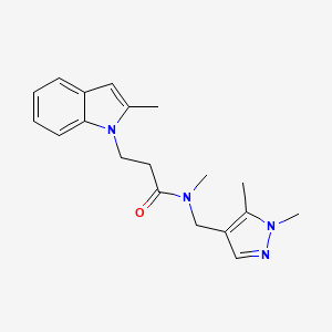 molecular formula C19H24N4O B5399648 N-[(1,5-dimethyl-1H-pyrazol-4-yl)methyl]-N-methyl-3-(2-methyl-1H-indol-1-yl)propanamide 
