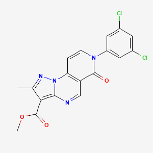 molecular formula C18H12Cl2N4O3 B5399651 methyl 7-(3,5-dichlorophenyl)-2-methyl-6-oxo-6,7-dihydropyrazolo[1,5-a]pyrido[3,4-e]pyrimidine-3-carboxylate 
