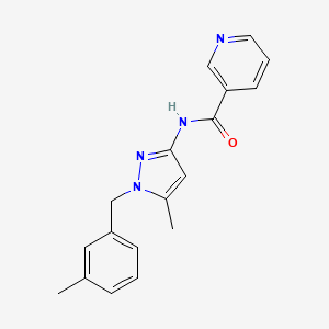 molecular formula C18H18N4O B5399733 N-[5-methyl-1-(3-methylbenzyl)-1H-pyrazol-3-yl]nicotinamide 