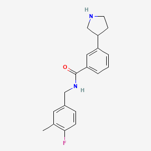 molecular formula C19H21FN2O B5399754 N-(4-fluoro-3-methylbenzyl)-3-(3-pyrrolidinyl)benzamide hydrochloride 