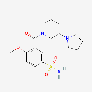 molecular formula C17H25N3O4S B5399800 4-methoxy-3-{[3-(1-pyrrolidinyl)-1-piperidinyl]carbonyl}benzenesulfonamide 