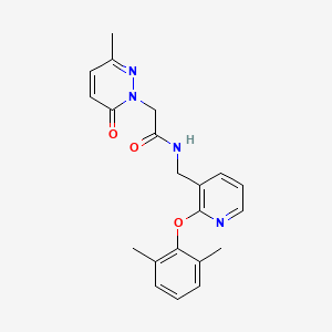 molecular formula C21H22N4O3 B5399843 N-{[2-(2,6-dimethylphenoxy)pyridin-3-yl]methyl}-2-(3-methyl-6-oxopyridazin-1(6H)-yl)acetamide 