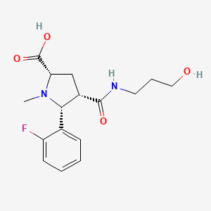 molecular formula C16H21FN2O4 B5399872 (2S*,4S*,5R*)-5-(2-fluorophenyl)-4-{[(3-hydroxypropyl)amino]carbonyl}-1-methylpyrrolidine-2-carboxylic acid 