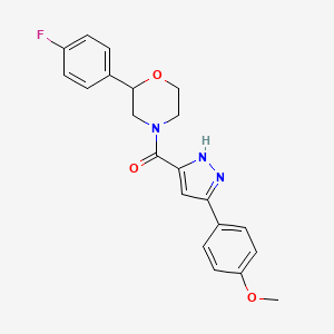 molecular formula C21H20FN3O3 B5399898 2-(4-fluorophenyl)-4-{[3-(4-methoxyphenyl)-1H-pyrazol-5-yl]carbonyl}morpholine 