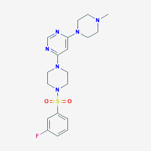 molecular formula C19H25FN6O2S B5399932 4-{4-[(3-fluorophenyl)sulfonyl]-1-piperazinyl}-6-(4-methyl-1-piperazinyl)pyrimidine 