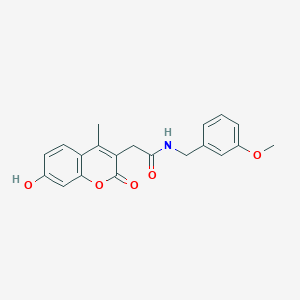 molecular formula C20H19NO5 B5399940 2-(7-hydroxy-4-methyl-2-oxo-2H-chromen-3-yl)-N-(3-methoxybenzyl)acetamide 