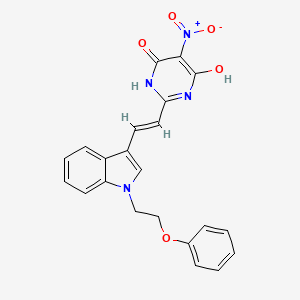 molecular formula C22H18N4O5 B5399978 6-hydroxy-5-nitro-2-{2-[1-(2-phenoxyethyl)-1H-indol-3-yl]vinyl}-4(3H)-pyrimidinone 