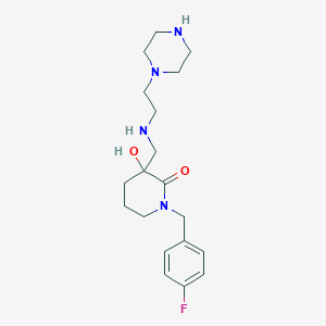 molecular formula C19H29FN4O2 B5399983 1-(4-fluorobenzyl)-3-hydroxy-3-({[2-(1-piperazinyl)ethyl]amino}methyl)-2-piperidinone dihydrochloride 