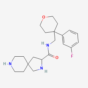 molecular formula C21H30FN3O2 B5400003 N-{[4-(3-fluorophenyl)tetrahydro-2H-pyran-4-yl]methyl}-2,8-diazaspiro[4.5]decane-3-carboxamide dihydrochloride 