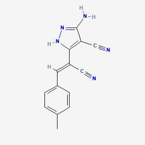 molecular formula C14H11N5 B5400024 5-amino-3-[1-cyano-2-(4-methylphenyl)vinyl]-1H-pyrazole-4-carbonitrile 