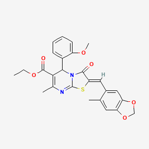ethyl 5-(2-methoxyphenyl)-7-methyl-2-[(6-methyl-1,3-benzodioxol-5-yl)methylene]-3-oxo-2,3-dihydro-5H-[1,3]thiazolo[3,2-a]pyrimidine-6-carboxylate