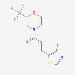 molecular formula C12H15F3N2O2S B5400069 4-[3-(4-methyl-1,3-thiazol-5-yl)propanoyl]-2-(trifluoromethyl)morpholine 