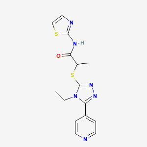 2-{[4-ethyl-5-(4-pyridinyl)-4H-1,2,4-triazol-3-yl]thio}-N-1,3-thiazol-2-ylpropanamide
