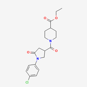 molecular formula C19H23ClN2O4 B5400192 ethyl 1-{[1-(4-chlorophenyl)-5-oxopyrrolidin-3-yl]carbonyl}piperidine-4-carboxylate 
