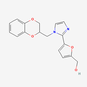 molecular formula C17H16N2O4 B5400344 {5-[1-(2,3-dihydro-1,4-benzodioxin-2-ylmethyl)-1H-imidazol-2-yl]-2-furyl}methanol 