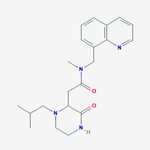 molecular formula C21H28N4O2 B5400422 2-(1-isobutyl-3-oxo-2-piperazinyl)-N-methyl-N-(8-quinolinylmethyl)acetamide 