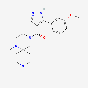 molecular formula C21H29N5O2 B5400435 4-{[3-(3-methoxyphenyl)-1H-pyrazol-4-yl]carbonyl}-1,9-dimethyl-1,4,9-triazaspiro[5.5]undecane 