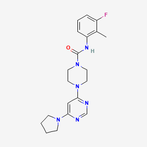 molecular formula C20H25FN6O B5400486 N-(3-fluoro-2-methylphenyl)-4-[6-(1-pyrrolidinyl)-4-pyrimidinyl]-1-piperazinecarboxamide 