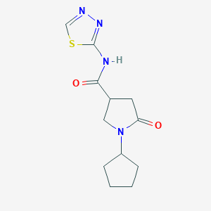molecular formula C12H16N4O2S B5400515 1-cyclopentyl-5-oxo-N-1,3,4-thiadiazol-2-ylpyrrolidine-3-carboxamide 
