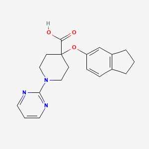molecular formula C19H21N3O3 B5400533 4-(2,3-dihydro-1H-inden-5-yloxy)-1-pyrimidin-2-ylpiperidine-4-carboxylic acid 