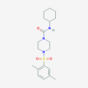 molecular formula C19H29N3O3S B5400568 N-cyclohexyl-4-[(2,5-dimethylphenyl)sulfonyl]-1-piperazinecarboxamide 