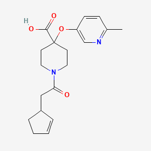 molecular formula C19H24N2O4 B5400614 1-(cyclopent-2-en-1-ylacetyl)-4-[(6-methylpyridin-3-yl)oxy]piperidine-4-carboxylic acid 