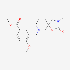 molecular formula C18H24N2O5 B5400650 methyl 4-methoxy-3-[(3-methyl-2-oxo-1-oxa-3,7-diazaspiro[4.5]dec-7-yl)methyl]benzoate 
