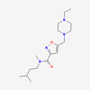 molecular formula C17H30N4O2 B5400658 5-[(4-ethylpiperazin-1-yl)methyl]-N-methyl-N-(3-methylbutyl)isoxazole-3-carboxamide 