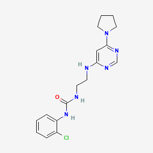 molecular formula C17H21ClN6O B5400677 N-(2-chlorophenyl)-N'-(2-{[6-(1-pyrrolidinyl)-4-pyrimidinyl]amino}ethyl)urea 