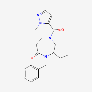 molecular formula C19H24N4O2 B5400684 4-benzyl-3-ethyl-1-[(1-methyl-1H-pyrazol-5-yl)carbonyl]-1,4-diazepan-5-one 