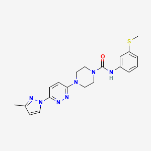 molecular formula C20H23N7OS B5400685 4-[6-(3-methyl-1H-pyrazol-1-yl)-3-pyridazinyl]-N-[3-(methylthio)phenyl]-1-piperazinecarboxamide 