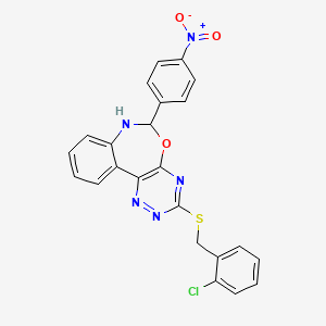 molecular formula C23H16ClN5O3S B5400692 3-[(2-chlorobenzyl)thio]-6-(4-nitrophenyl)-6,7-dihydro[1,2,4]triazino[5,6-d][3,1]benzoxazepine 