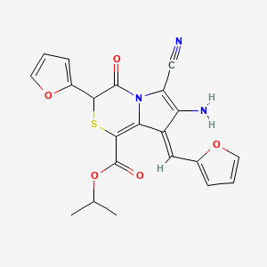 isopropyl 7-amino-6-cyano-3-(2-furyl)-8-(2-furylmethylene)-4-oxo-3,4-dihydro-8H-pyrrolo[2,1-c][1,4]thiazine-1-carboxylate