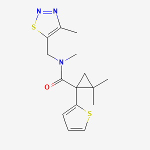 molecular formula C15H19N3OS2 B5400740 N,2,2-trimethyl-N-[(4-methyl-1,2,3-thiadiazol-5-yl)methyl]-1-(2-thienyl)cyclopropanecarboxamide 